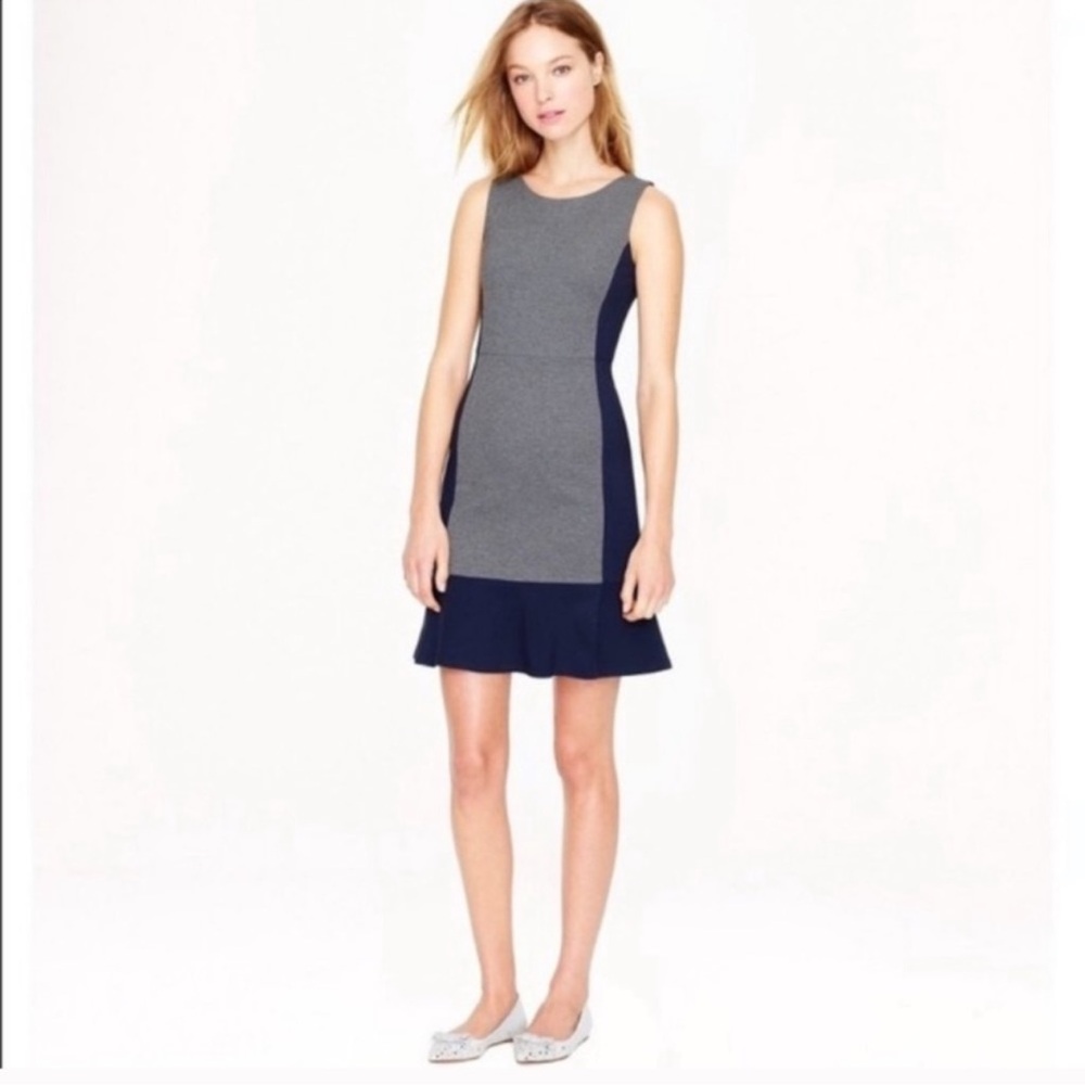 J. Crew Colorblock Gray and Navy Sleeveless Mini Dress